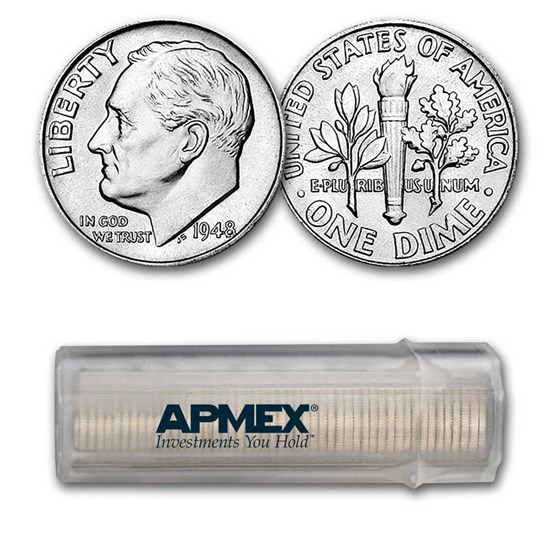 1948 Roosevelt Dime 50-Coin Roll BU 1948 Roosevelt Dime 50-Coin Roll BU