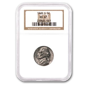 1948-S Jefferson Nickel MS-67 NGC (Finest Known) 1948-S Jefferson Nickel MS-67 NGC (Finest Known)