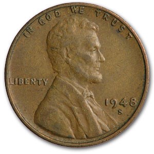 1948-S Lincoln Cent Fine+ 1948-S Lincoln Cent Fine+