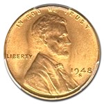 1948-S Lincoln Cent MS-66 PCGS (Red)