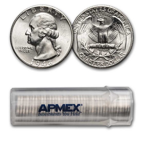 1948-S Washington Quarter 40-Coin Roll BU 1948-S Washington Quarter 40-Coin Roll BU
