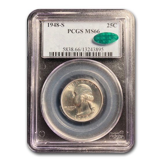 1948-S Washington Quarter MS-66 PCGS CAC 1948-S Washington Quarter MS-66 PCGS CAC