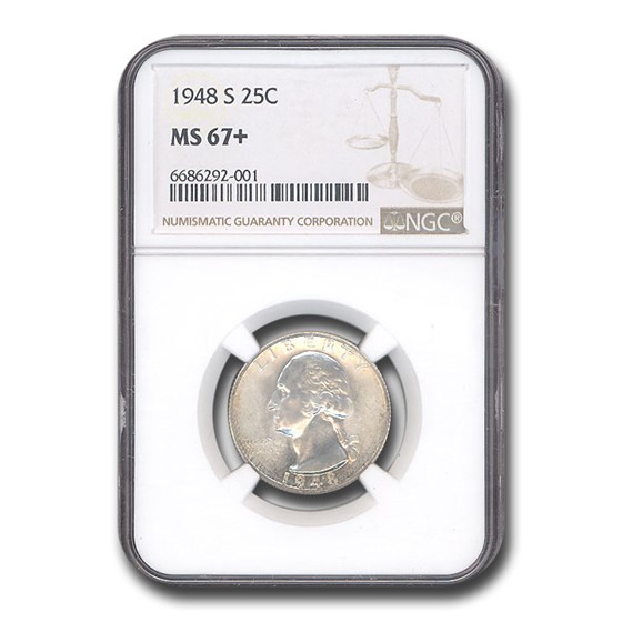 1948-S Washington Quarter MS-67+ NGC 1948-S Washington Quarter MS-67+ NGC