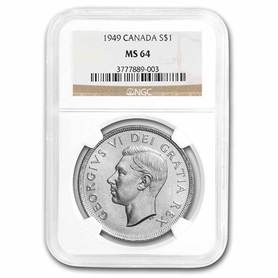 1949 Canada Silver Dollar George VI MS-64 NGC 1949 Canada Silver Dollar George VI MS-64 NGC
