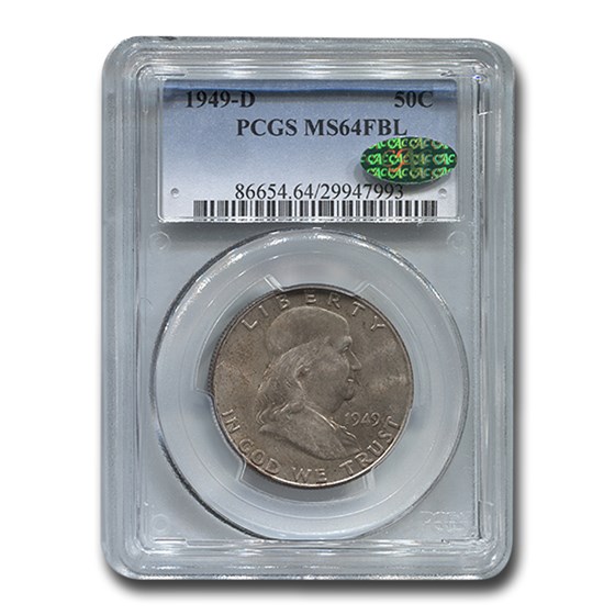1949-D Franklin Half Dollar MS-64 PCGS CAC (FBL) 1949-D Franklin Half Dollar MS-64 PCGS CAC (FBL)