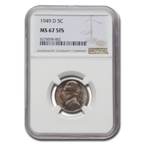 1949-D Jefferson Nickel MS-67 NGC (Full Steps) 1949-D Jefferson Nickel MS-67 NGC (Full Steps)