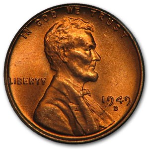 1949-D Lincoln Cent BU (Red)