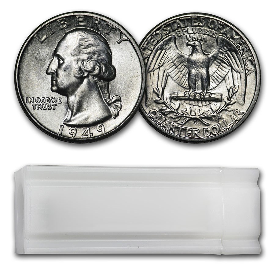 1949-D Washington Quarter 40-Coin Roll BU