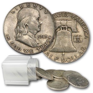 1949 Franklin Half Dollar 20-Coin Roll Avg Circ 1949 Franklin Half Dollar 20-Coin Roll Avg Circ