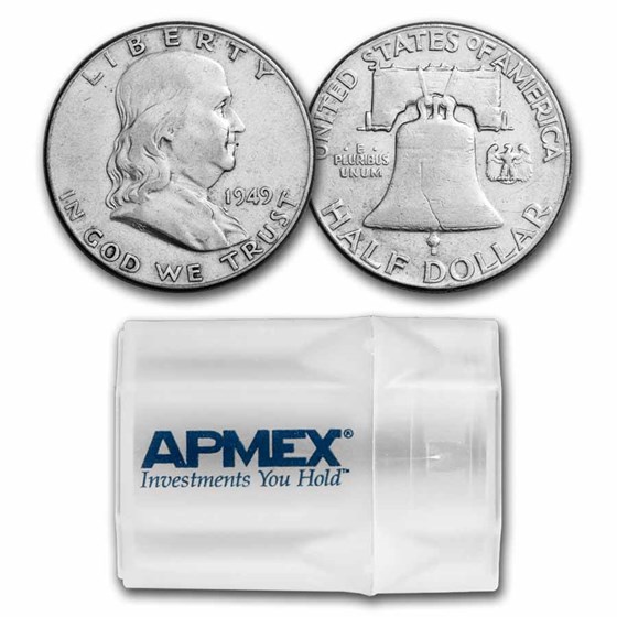 1949 Franklin Half Dollar 20-Coin Roll Avg Circ 1949 Franklin Half Dollar 20-Coin Roll Avg Circ