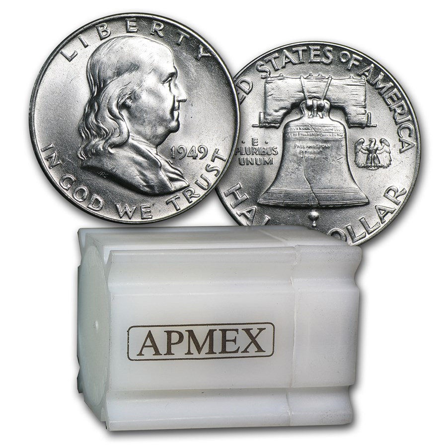 1949 Franklin Half Dollar 20-Coin Roll BU