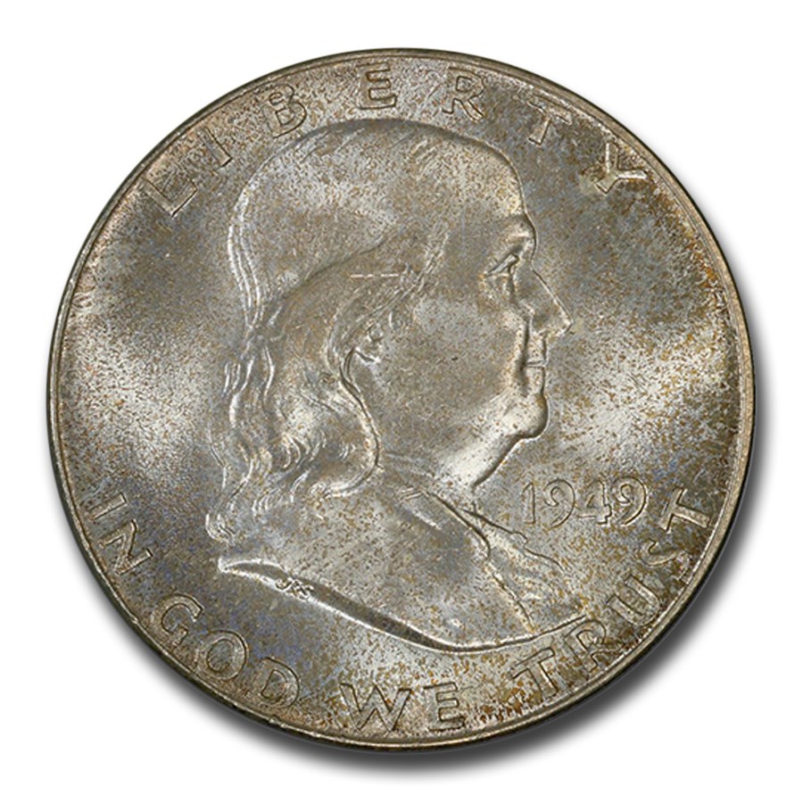 1949 Franklin Half Dollar MS-66 PCGS (FBL, Toned)