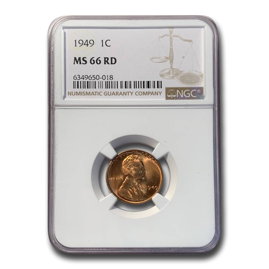 1949 Lincoln Cent MS-66 NGC (Red)