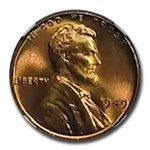 1949 Lincoln Cent MS-67 NGC (Red)