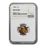 1949 Lincoln Cent MS-67 NGC (Red)