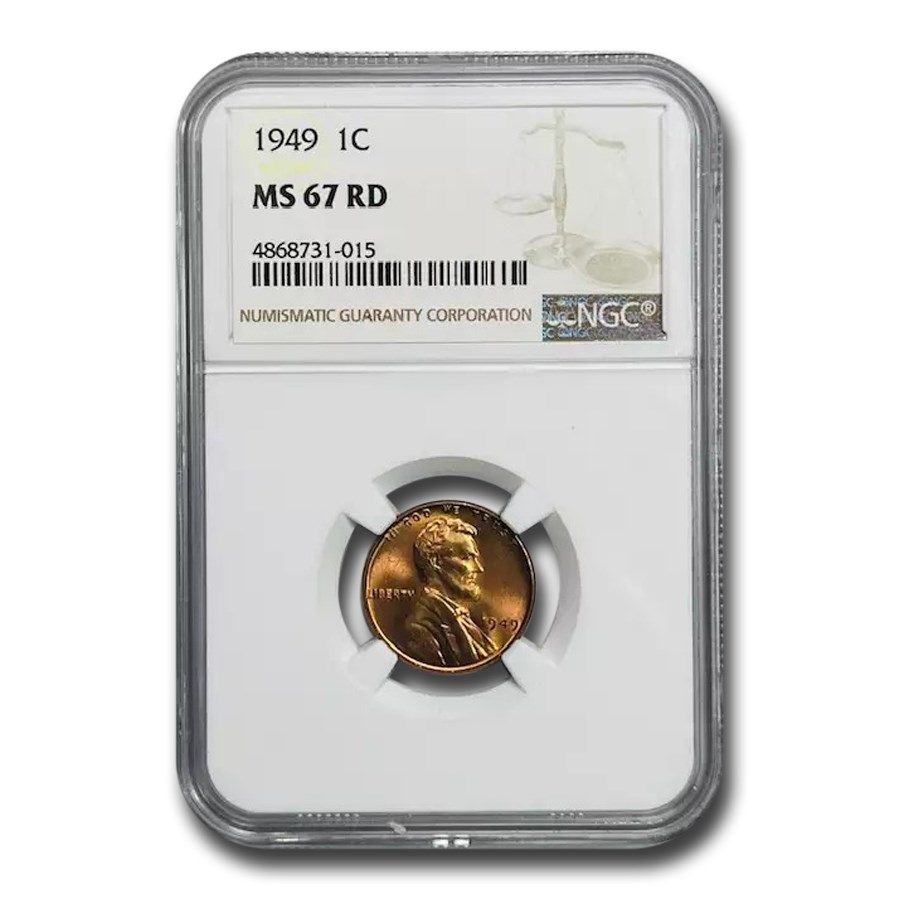 1949 Lincoln Cent MS-67 NGC (Red)
