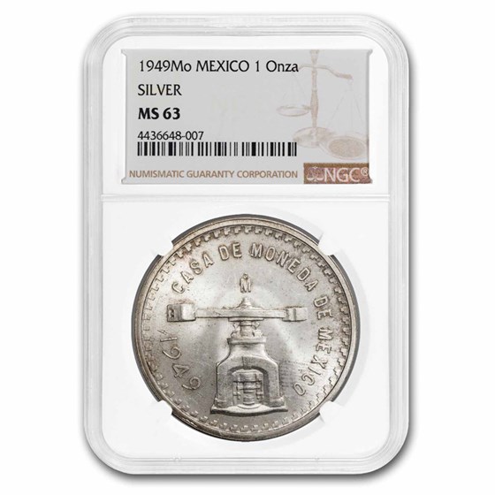 1949 Mexico 1 oz Silver Balance Scale MS-63 NGC 1949 Mexico 1 oz Silver Balance Scale MS-63 NGC