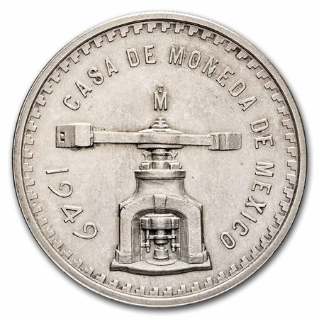 1949年 メキシコ 1 Onza Scales 大型銀貨 1949 Mexico 1 oz Silver Onza Balance Scale AU
