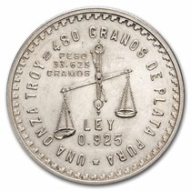 1949 Mexico 1 oz Silver Onza Balance Scale AU