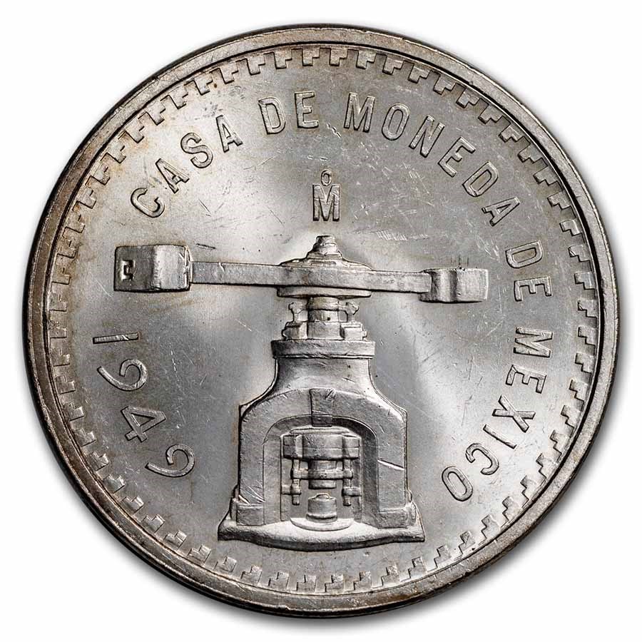1949 Mexico 1 oz Silver Onza Balance Scale BU