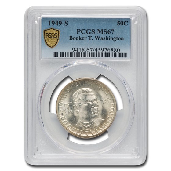 1949-S Booker T. Washington Commemorative Half Dollar MS-67 PCGS 1949-S Booker T. Washington Commemorative Half Dollar MS-67 PCGS