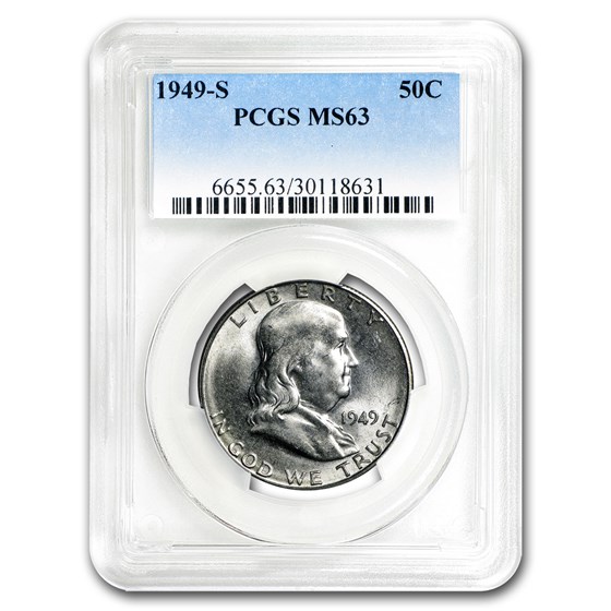 1949-S Franklin Half Dollar MS-63 PCGS 1949-S Franklin Half Dollar MS-63 PCGS