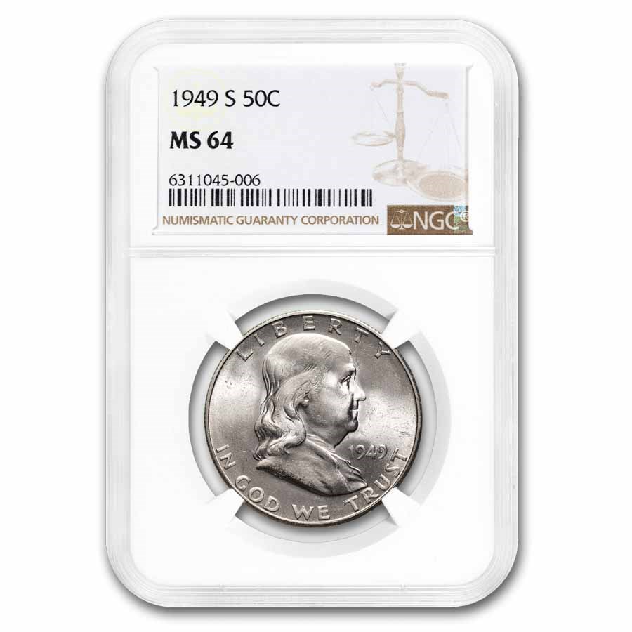 1949-S Franklin Half Dollar MS-64 NGC