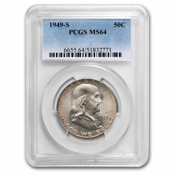1949-S Franklin Half Dollar MS-64 PCGS 1949-S Franklin Half Dollar MS-64 PCGS