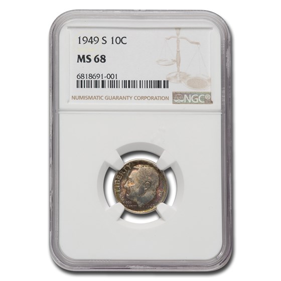 1949-S Roosevelt Dime MS-68 NGC 1949-S Roosevelt Dime MS-68 NGC