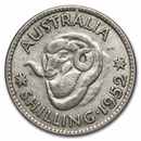 1950-1952 Australia Silver Shilling George VI Avg Circ