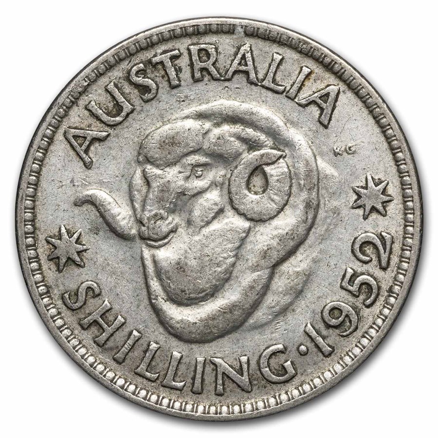 1950-1952 Australia Silver Shilling George VI Avg Circ