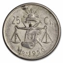 1950-1953 Mexico Billon 25 Centavos Avg Circ