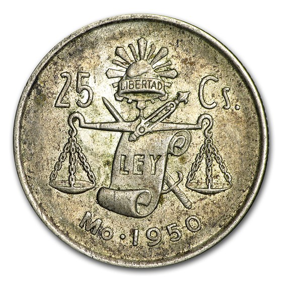 1950-1953 Mexico Silver 25 Centavos Avg Circ (ASW. 0321) 1950-1953 Mexico Silver 25 Centavos Avg Circ (ASW. 0321)