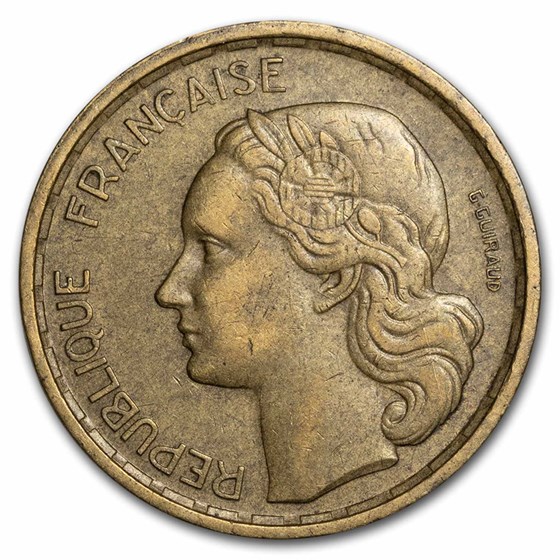 1950-1954 French Fourth Republic CU-AI 20 Francs Avg Circ 1950-1954 French Fourth Republic CU-AI 20 Francs Avg Circ
