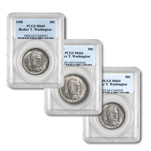 1950 3-pc Booker T. Washington P,D & S Half Set MS-65-64-64 PCGS 1950 3-pc Booker T. Washington P,D & S Half Set MS-65-64-64 PCGS