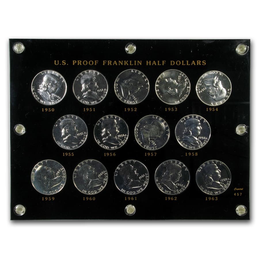 1950-63 Franklin Half Dollar Short Set Proof (Capital Plastic)