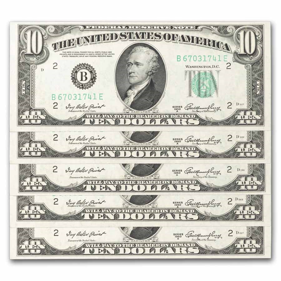 1950-A (B-New York) $10 FRN CU (Fr#2011-B) 23 consecutive