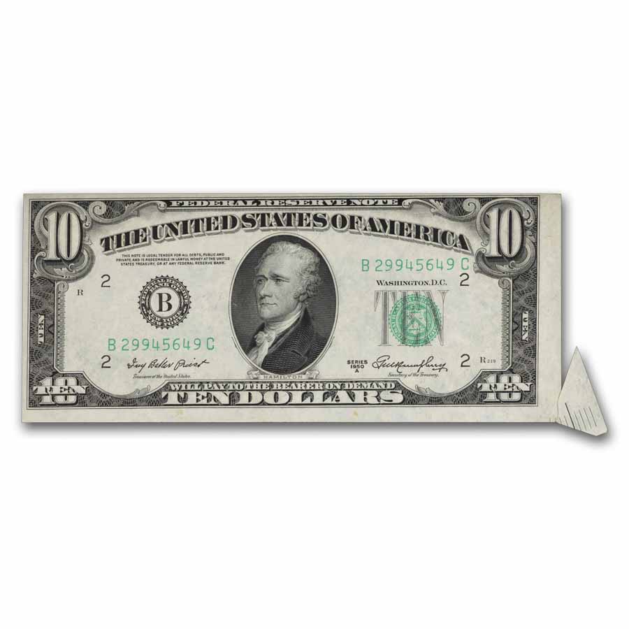 1950-A (B-New York) $10 FRN VF (Fr#2011-B) Butterfly Error