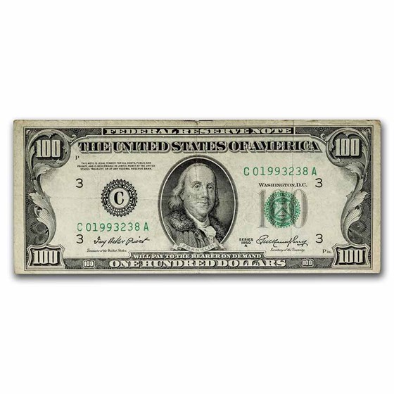 1950-A (C-Philadelphia) $100 FRN VF (Fr#2158-C) 1950-A (C-Philadelphia) $100 FRN VF (Fr#2158-C)