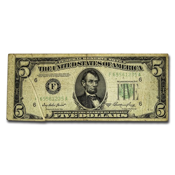 1950-A (F-Atlanta) $5 FRN VF (Gutter Fold Error) 1950-A (F-Atlanta) $5 FRN VF (Gutter Fold Error)