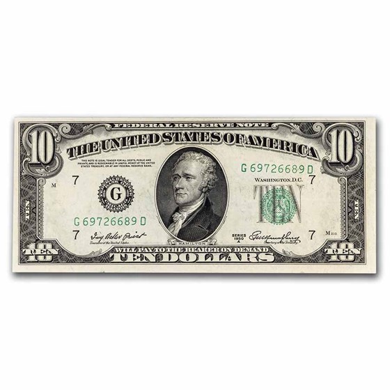 1950-A (G-Chicago) $10 FRN AU (Fr#2011-G) 1950-A (G-Chicago) $10 FRN AU (Fr#2011-G)