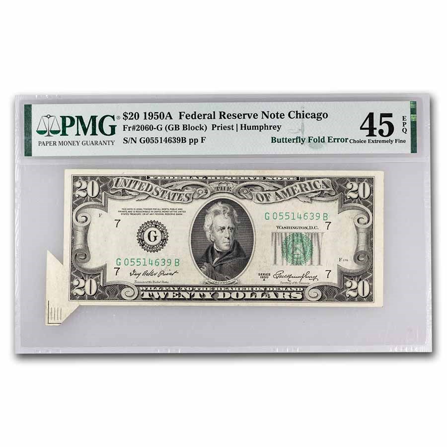 1950-A (G-Chicago) $20 FRN XF-45 EPQ PMG (Fr#2060-G) Butterfly