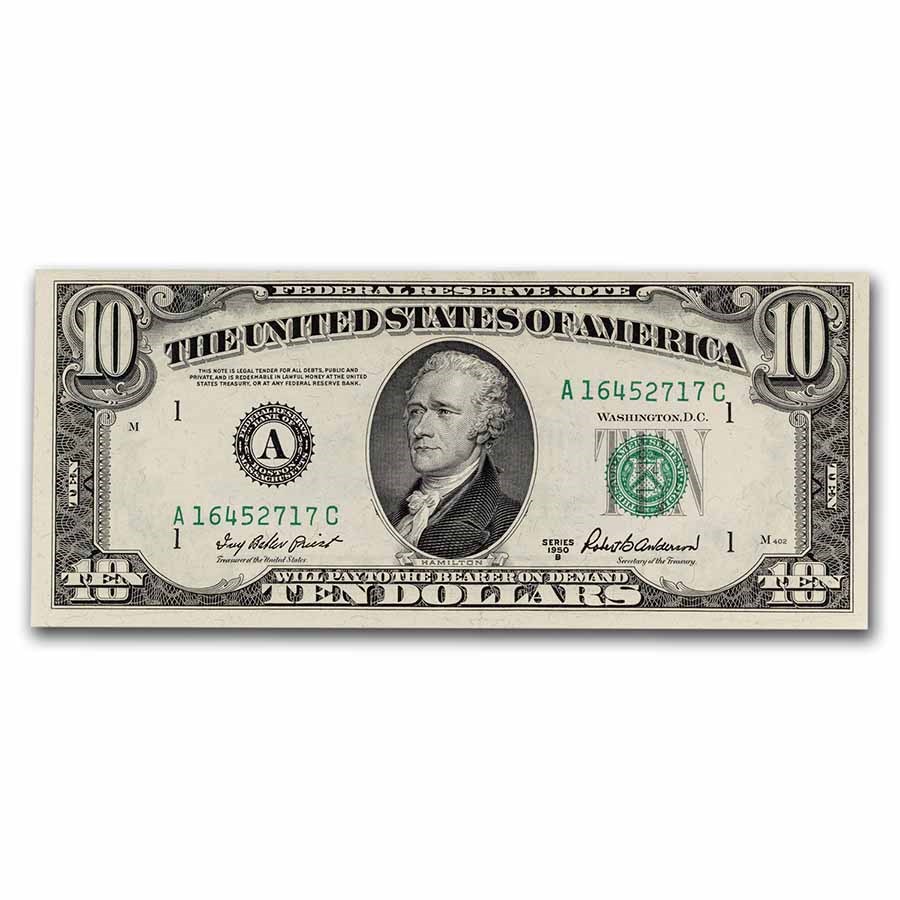 1950-B (A-Boston) $10 FRN CCU (Fr#2012-A)