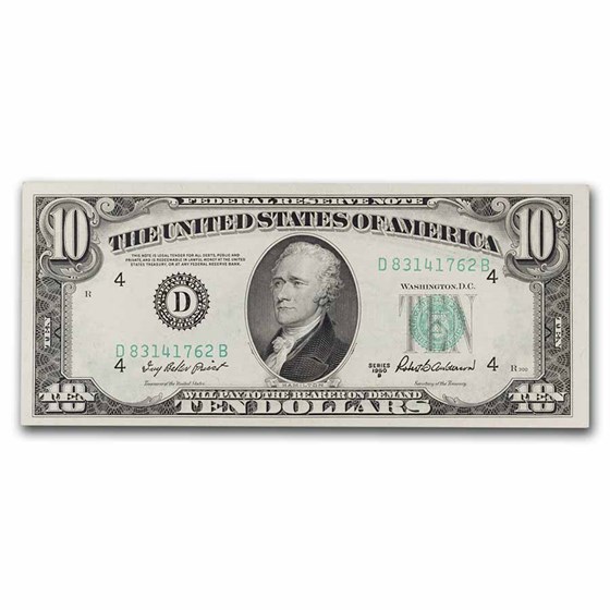 1950-B (D-Cleveland) $10 FRN AU (Fr#2012-D)