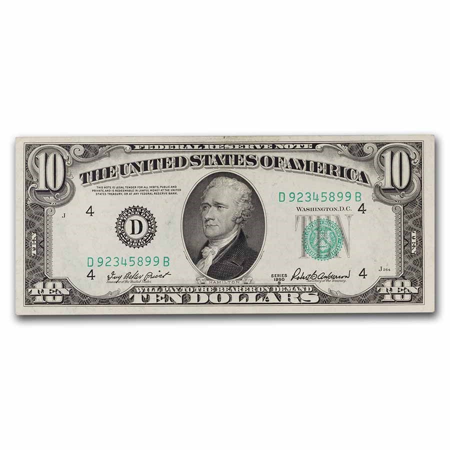 1950-B (D-Cleveland) $10 FRN XF (Fr#2012-D)
