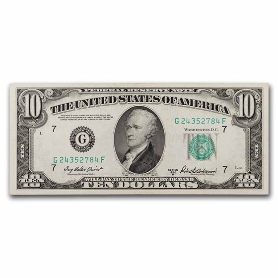 1950-B (G-Chicago) $10 FRN AU (Fr#2012-G)