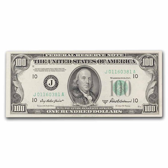 1950-B (J-Kansas City) $100 FRN AU (Fr#2159-J)