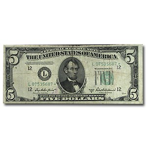 1950-B* (L-San Francisco) $5.00 FRN VF Details 1950-B* (L-San Francisco) $5.00 FRN VF Details