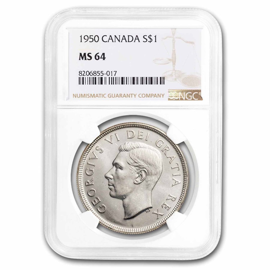 1950 Canada Silver Dollar George VI MS-64 NGC