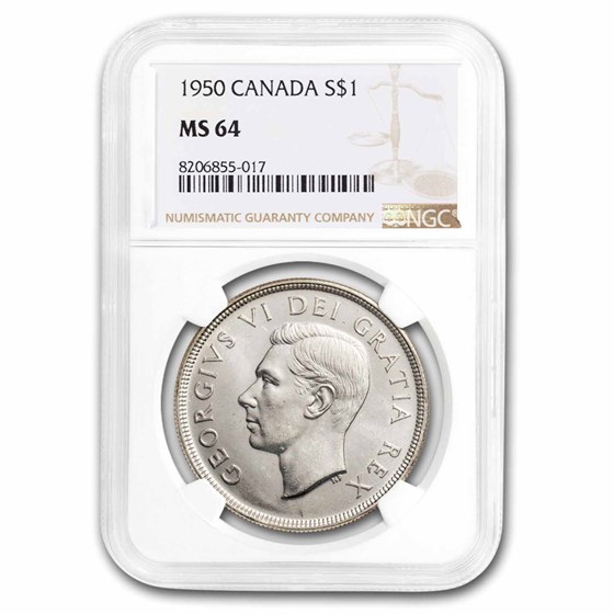 1950 Canada Silver Dollar George VI MS-64 NGC 1950 Canada Silver Dollar George VI MS-64 NGC